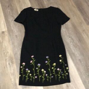 Talbots Black Dress with Floral Embroidery